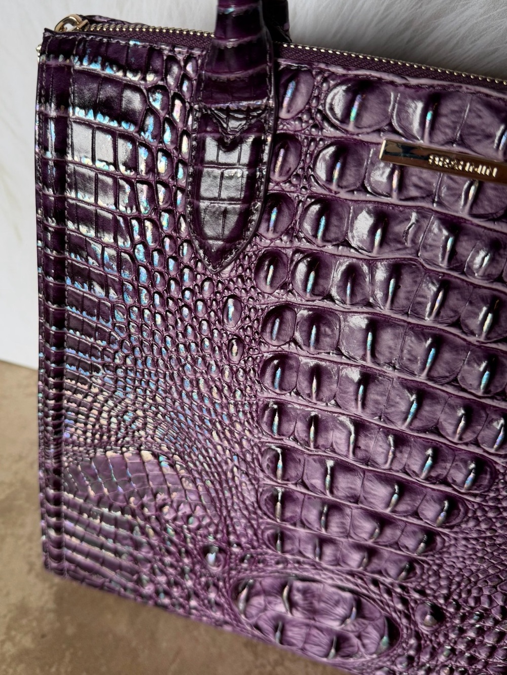 BRAHMIN Purple passion Caroline NWT PRETTY EYE PLACEMENT IRIDESCENT GLOW FIRM $ - Picture 2 of 16